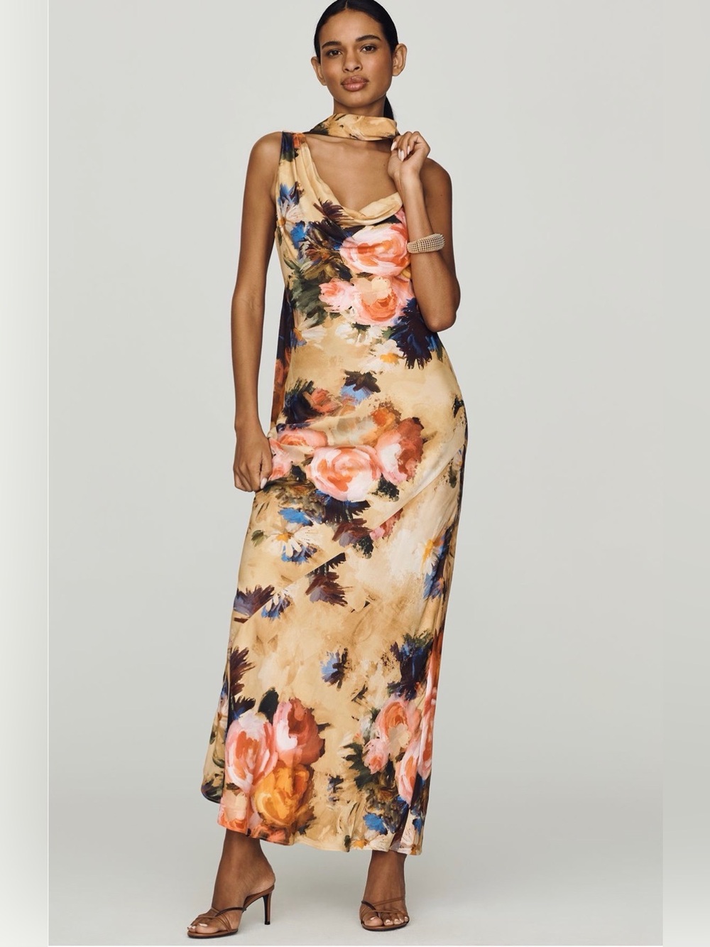 Anthropologie Mindy Cowl Scarf Maxi Dress Med Petite